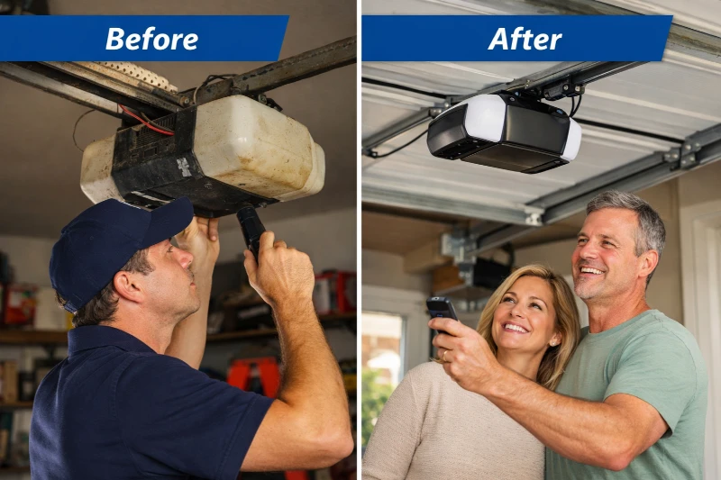 Garage Door Opener Replacement Kalispell Before and after