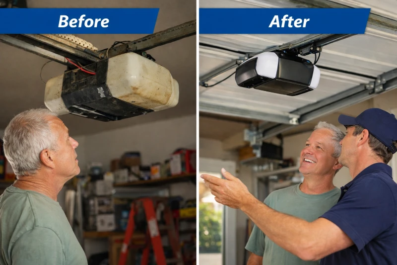 Garage Door Opener Replacement Kalispell Before and after